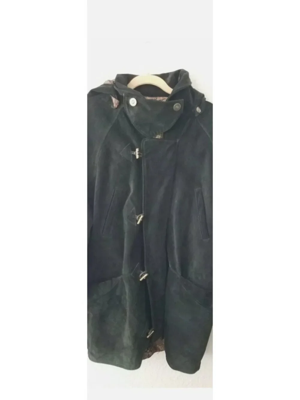 Vera pelle vintage emerald green heavy suede coat